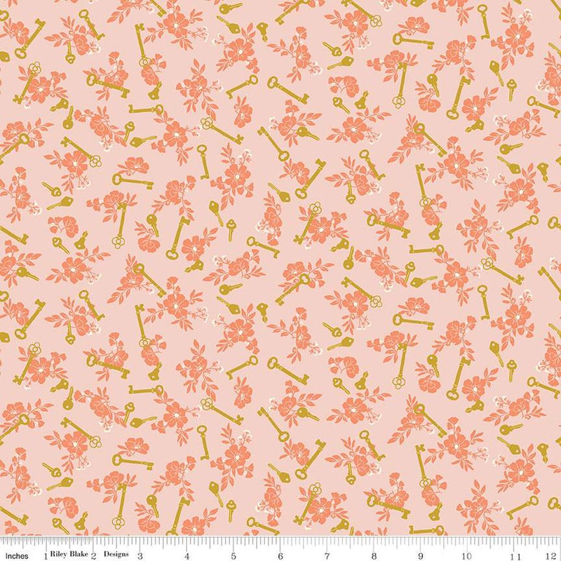 Blossom Lane Collection Keys Cotton Fabric C14004 Blush