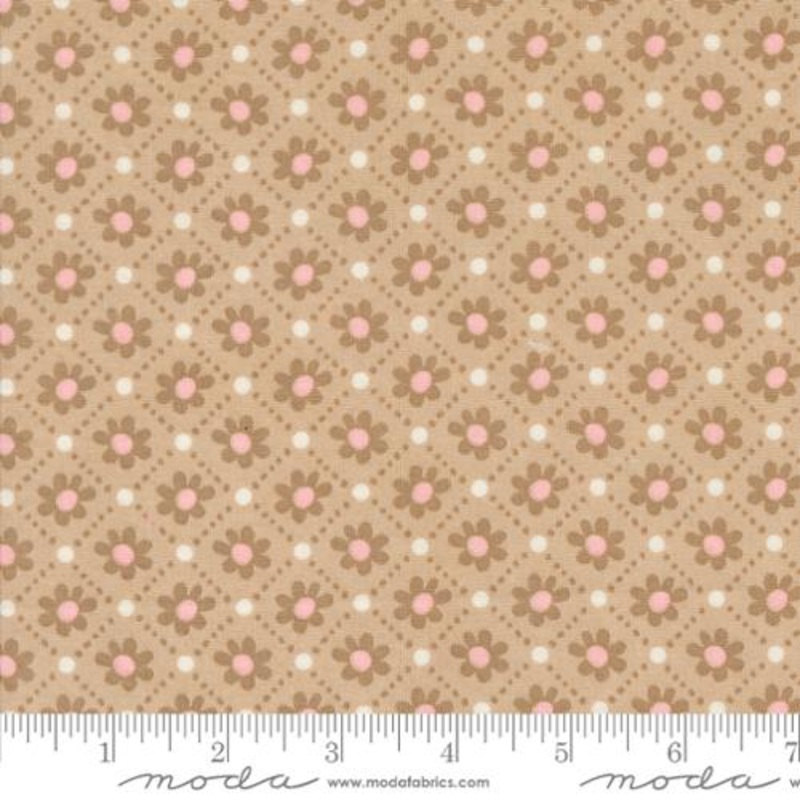 Sunday Brunch Collection Small Pastry Floral Cotton Fabric 30754 Tan