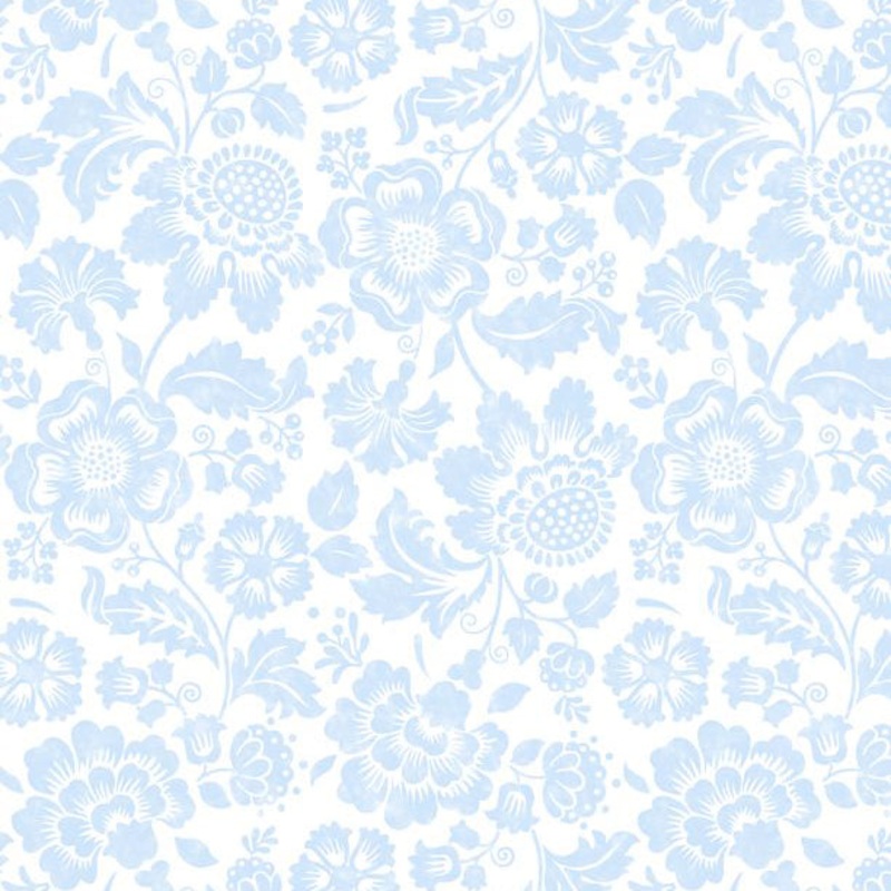 Sweet Cherry Collection Tonal Floral Cotton Fabric 68573 Light Blue