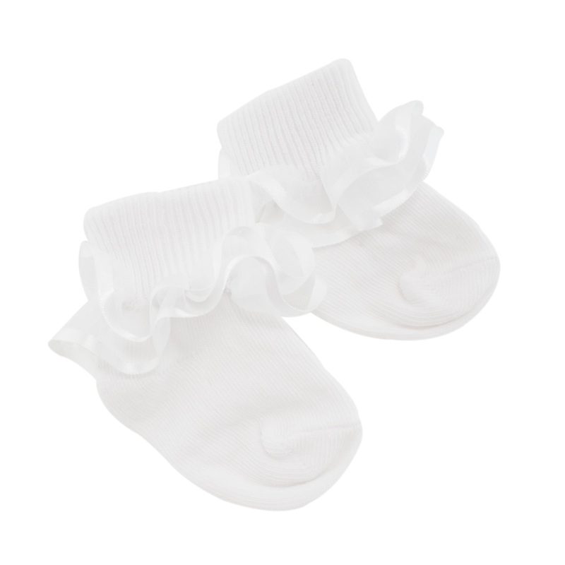 Baby Girl Socks with White Ruffled Lace 2177 Newborn
