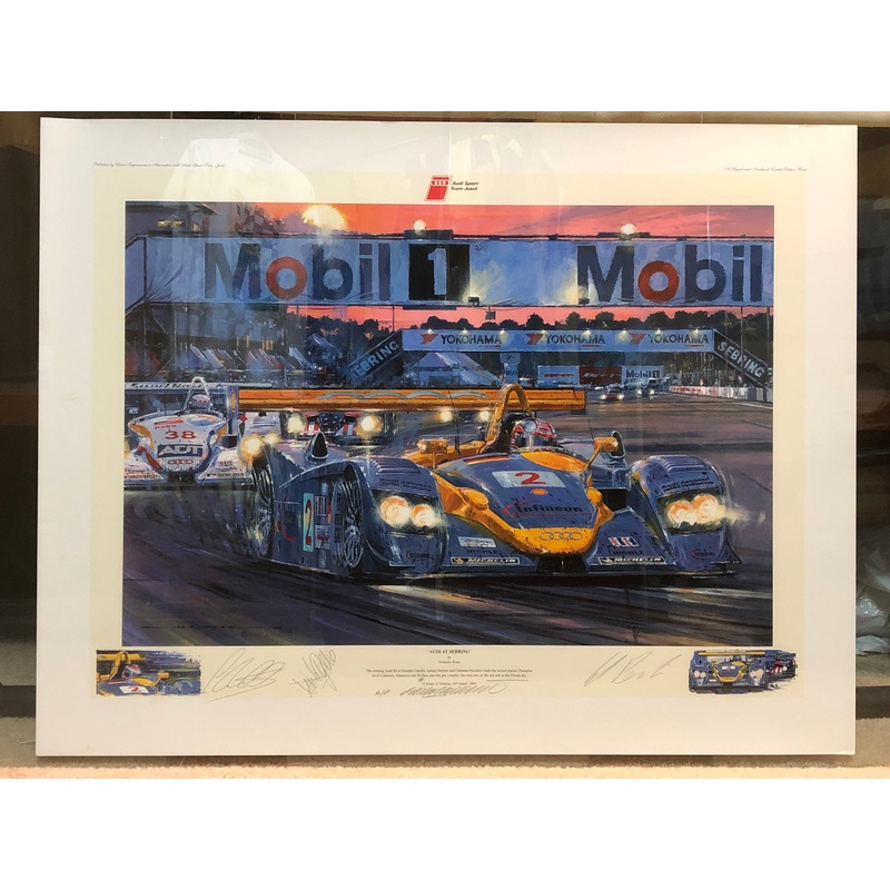 Audi at Sebring Print by Nicholas Watts Autographed by J Herbert R Capello  (Artist Proof from LE of 500)(Includes photos of signing)