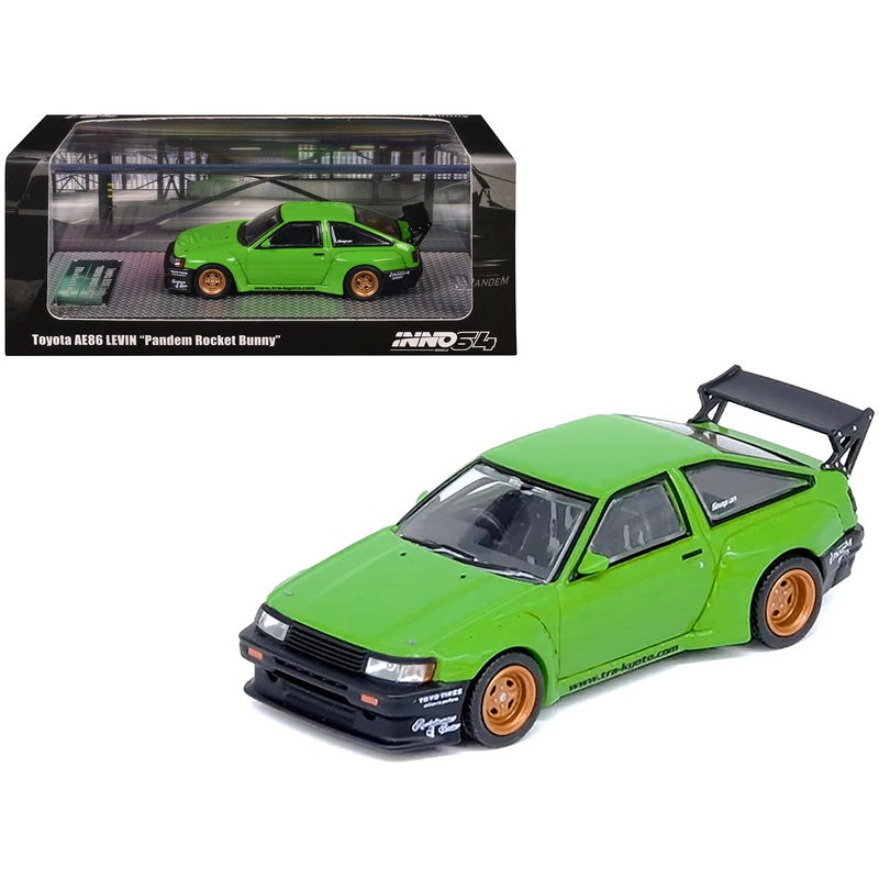 Toyota AE86 Levin RHD (Right Hand Drive) “Pandem Rocket Bunny” Green 1/64 Diecast Model Car by Inno Models