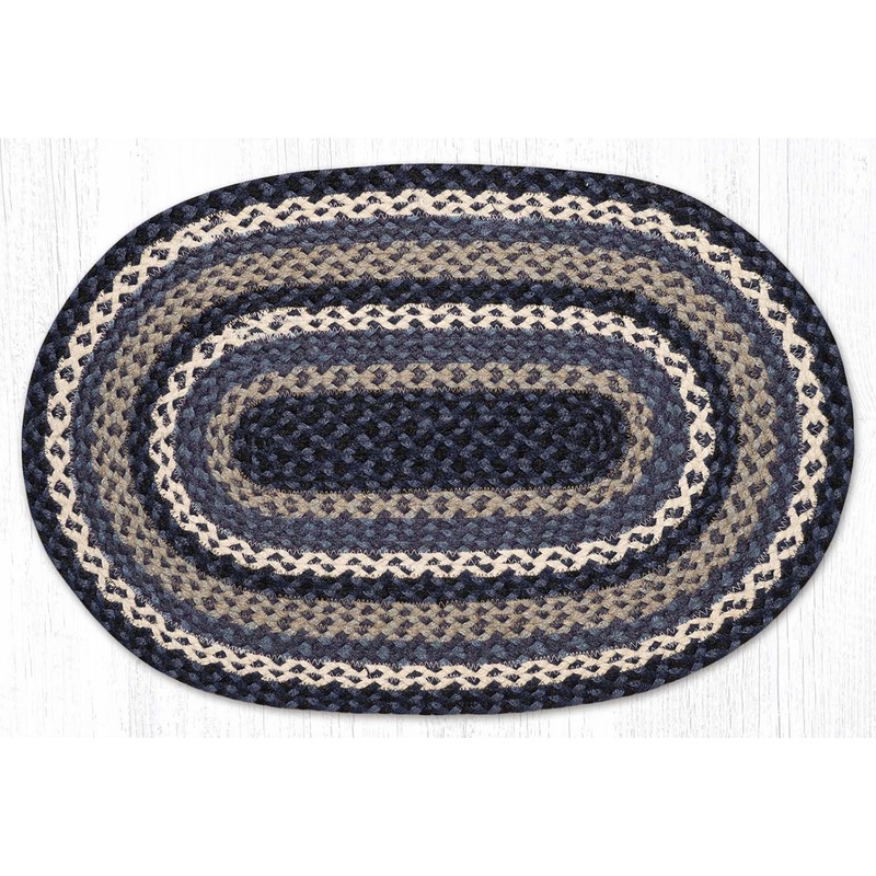 Blue and Ivory Braided Jute Rug C-443 20 x 30