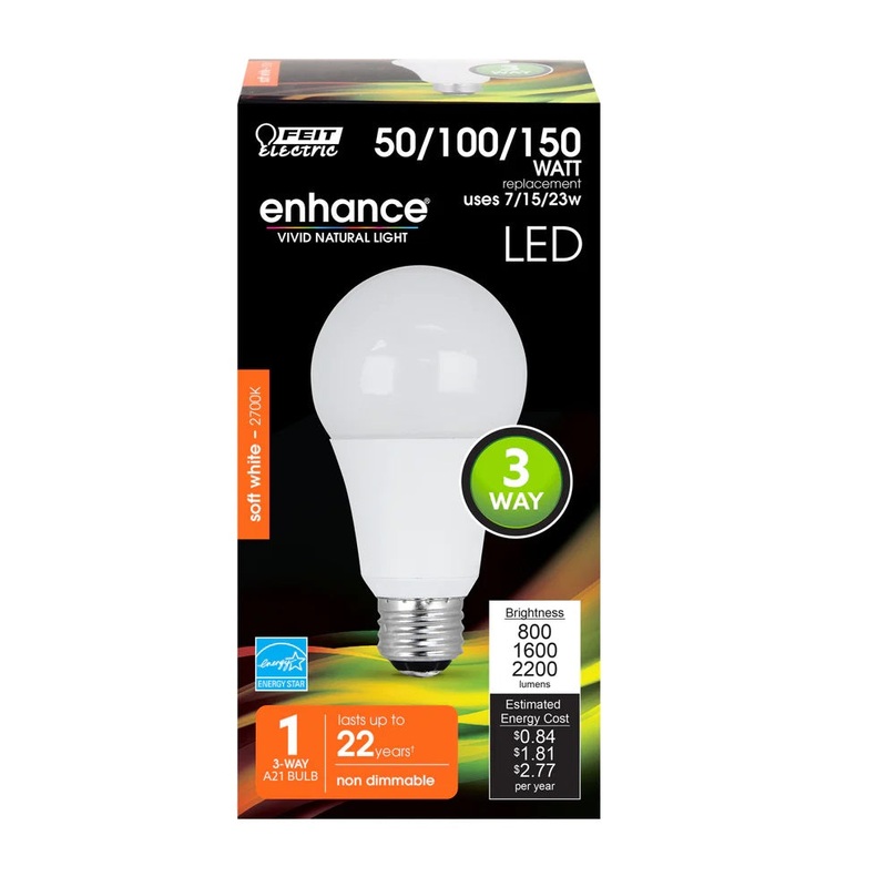 3-Way A21 LED Light Bulb A50/150/950CA 2700K Soft White