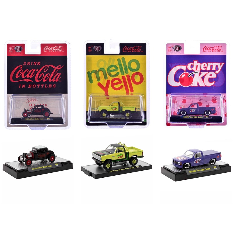 “Sodas” Set of 3 pieces Release 48 Limited Edition to 9650 pieces Worldwide 1/64 Diecast Model Cars by M2 Machines