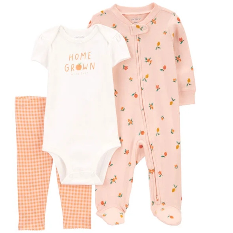 Baby Girls’ “Home Grown” Fruit 3-Piece Pajama Set 1R038510-650 Preemie