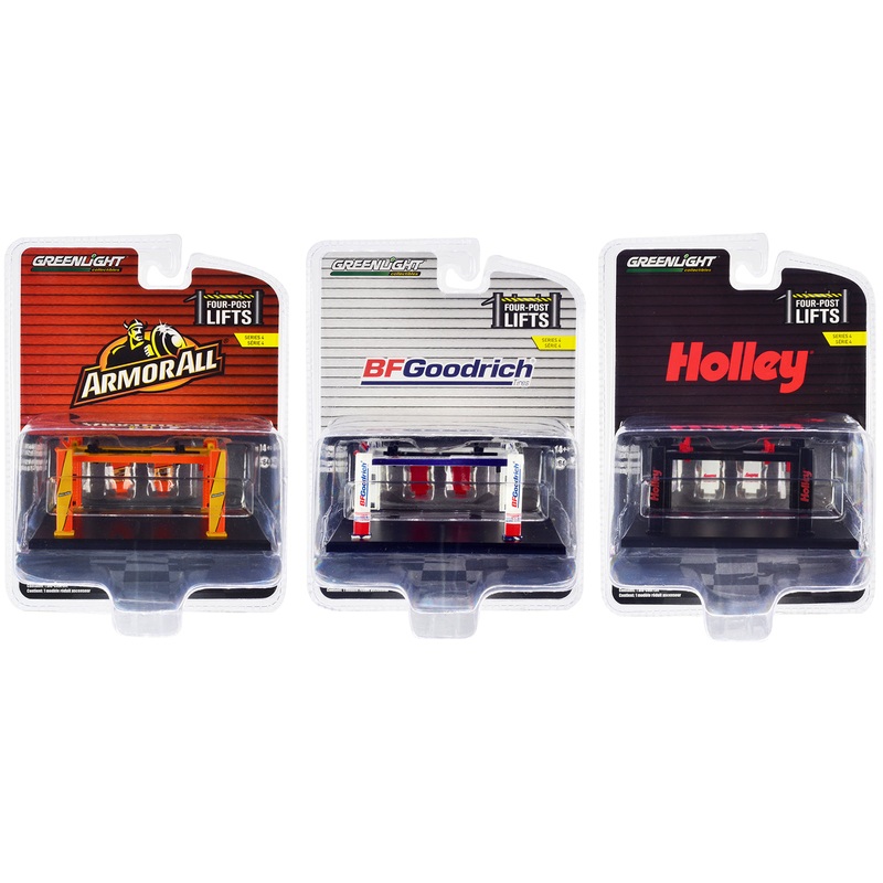“Four-Post Lifts” Set of 3 pieces Series 4 1/64 Diecast Models by Greenlight