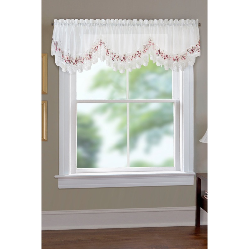 Vintage Crescent Valance Curtain 2070 2064 White/Rose