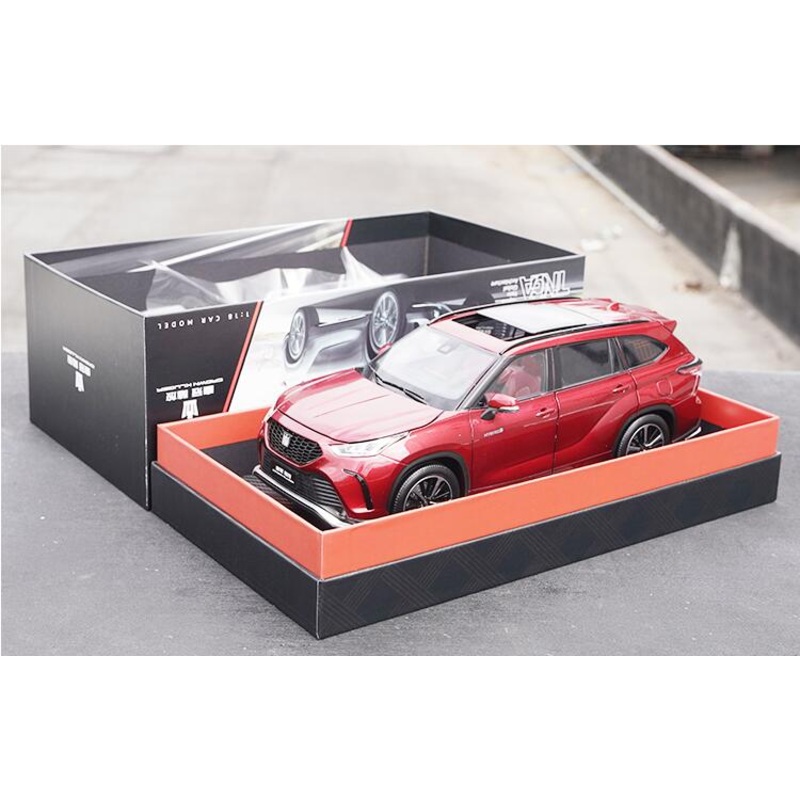 Original factory 1:18 TOYOTA CROWN KLUGER zinc alloy red car model for collection, gift