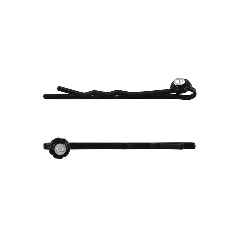 Floral Crystal Bobby Pin BP17505 Black