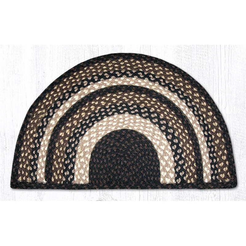 Mocha Frappuccino Braided Half Moon Slice Rug C-313 18 x 29 inch