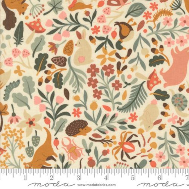 Acorn Hollow Collection Flora and Fauna Cotton Fabric 30760 Ecru