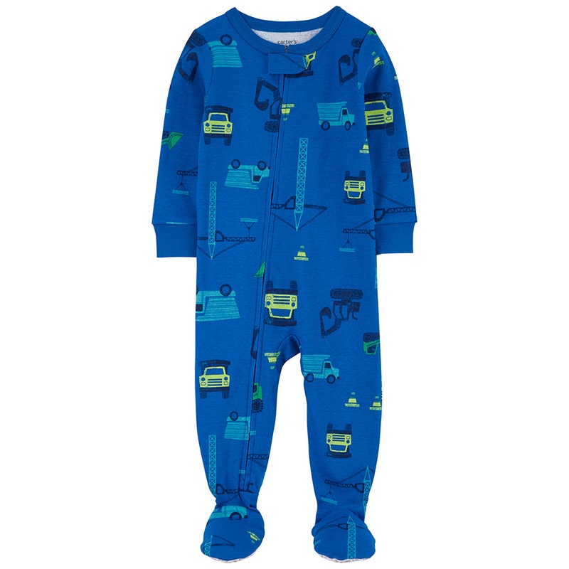 Boys’ Construction Zip-Up Sleep & Play Pajamas 1Q072110 12 Months