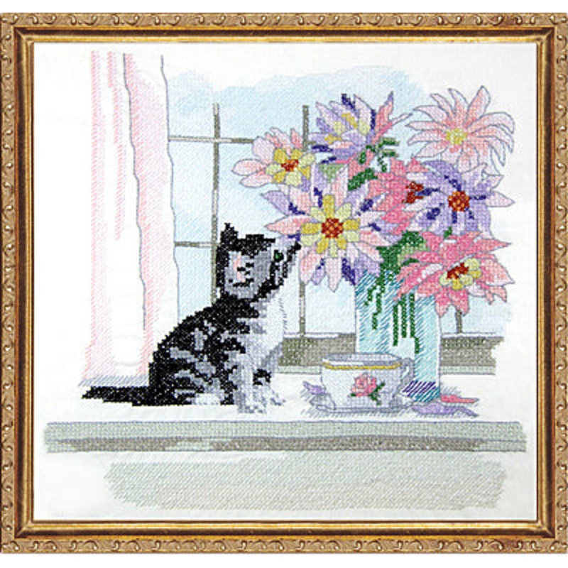 Cat with Vase Cross Stitch Kit 7020
