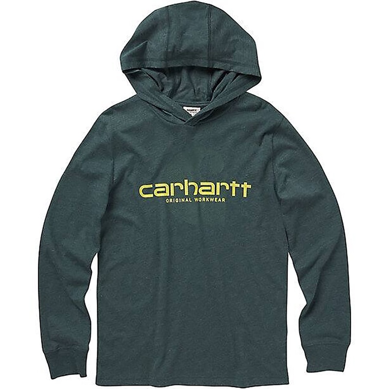 Boys’ Long-Sleeve Hooded Logo Tee CA6278 Teal 5