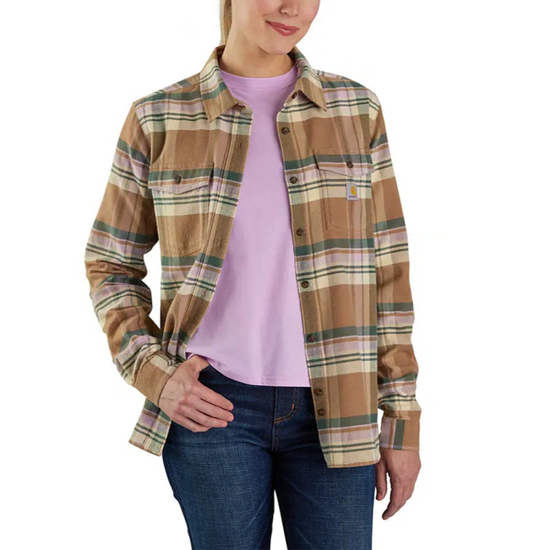 Women’s Tencel Fiber Relaxed Fit Long-Sleeve Flannel Shirt 106447 Flaxseed X-Small