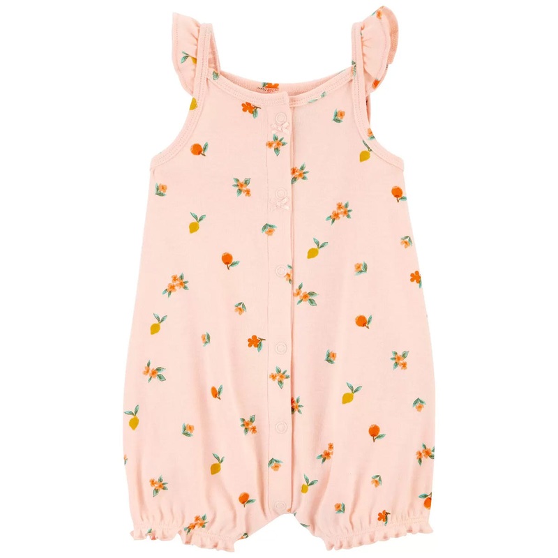 Baby Girls’ Peach Snap-Up Cotton Romper 1R029010 Newborn