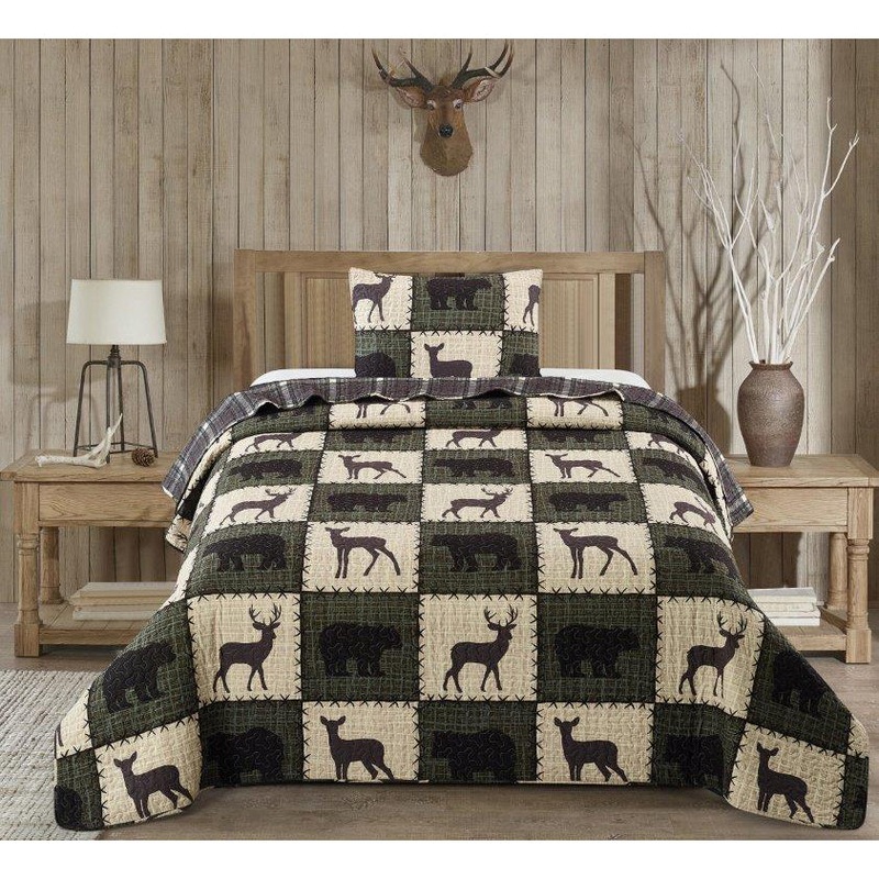 Stitched Forest Verdant Quilt Set DQ10084 King 105×95 inch