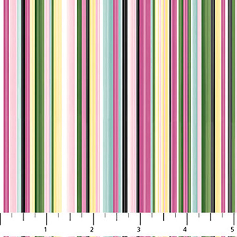 Water Lilies Collection Stripes Cotton Fabric 25063-11 Multi Colors
