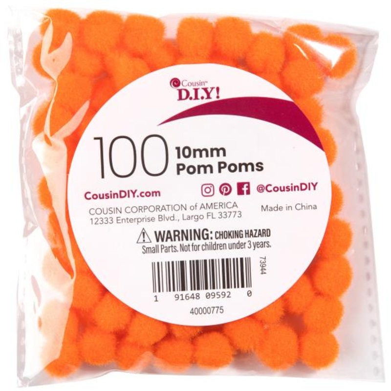 100-Pack 10 MM Pom Poms POM4000 Orange