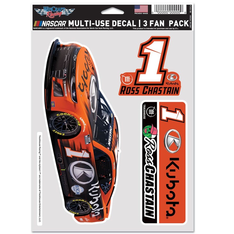Ross Chastain 2025 Multi-Use Kubota #1 Decal 3-Pack