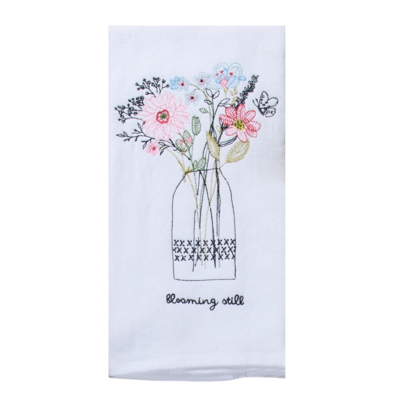 Wrapped In Grace Blooming Still Embroidered Dual Purpose Terry Towel R7263