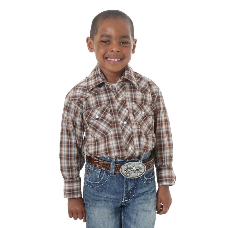 Boy’s Long Sleeve Western Plaid Shirt 201WAAL Medium