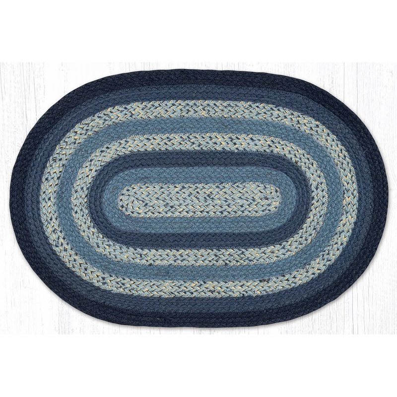 Braided Jute Rug Navy and Blue C-904 20 x 30
