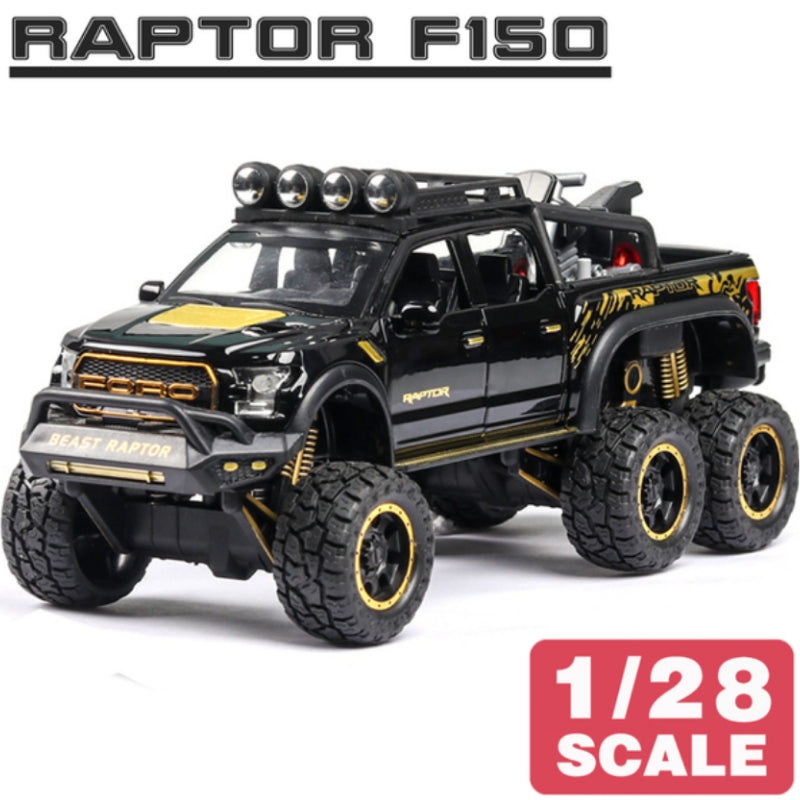 1:28 Ford F-150 raptor model car toy Black