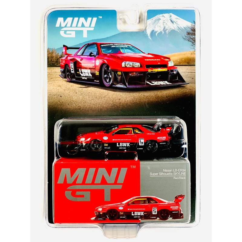 Mini GT Mijo Exclusive Nissan LB-ER34 Super Silhouette Skyline Red/Black #843
