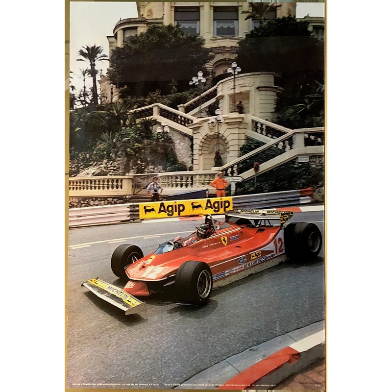 Gilles Villeneuve on Ferrari 312 T4 – Monaco Grand Hotel Hairpin Poster