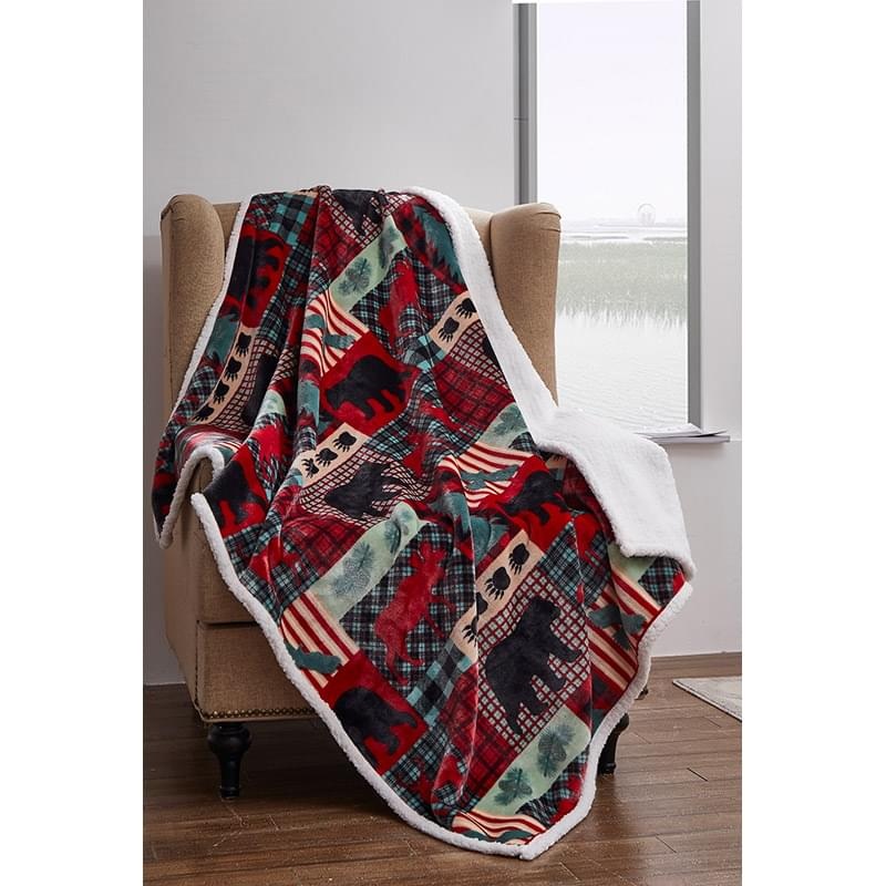 Mountain Christmas Flannel Sherpa Throw DTR10068