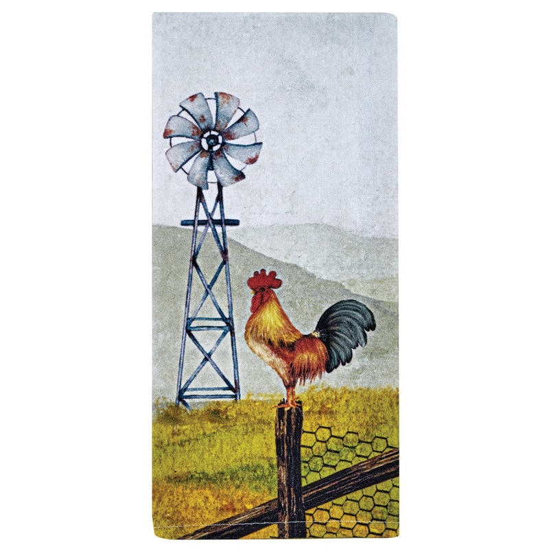 Rooster and Windmill Printed Dishtowel 7499-723