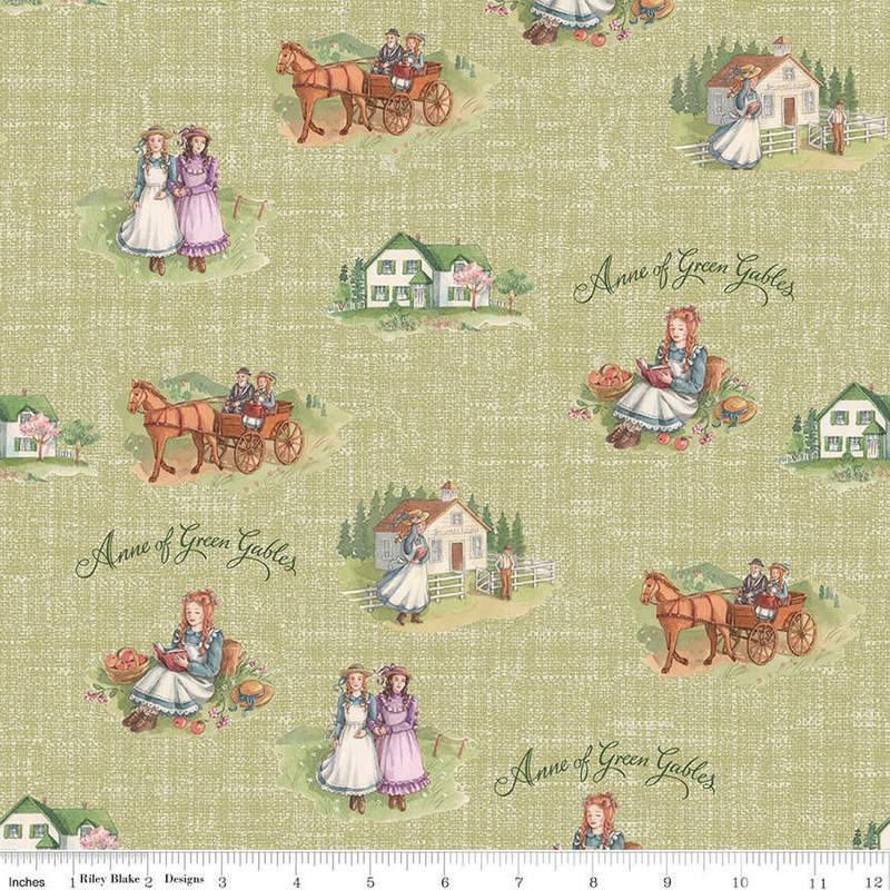 Anne of Green Gables Collection Anne and Friends Cotton Fabric C13851 Fern