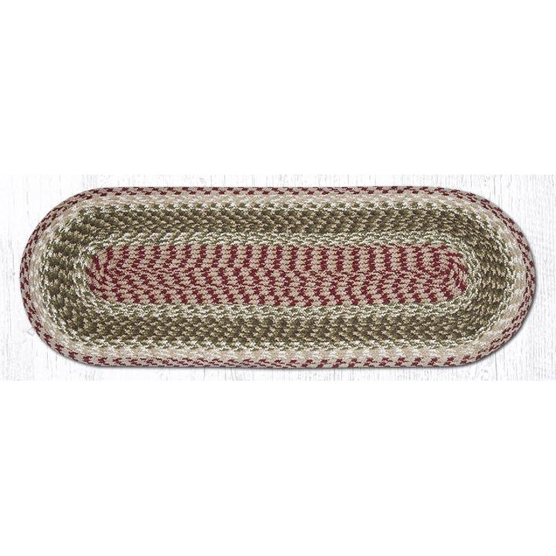 Braided Jute Table Runner 13 x 36 inches Olive/Burgundy/Gray