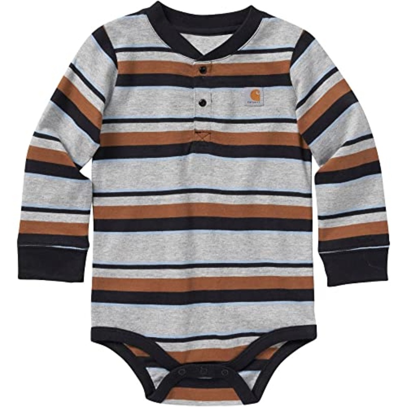 Boys’ Long-Sleeve Stripe Henley Bodysuit CA6307 3 Months