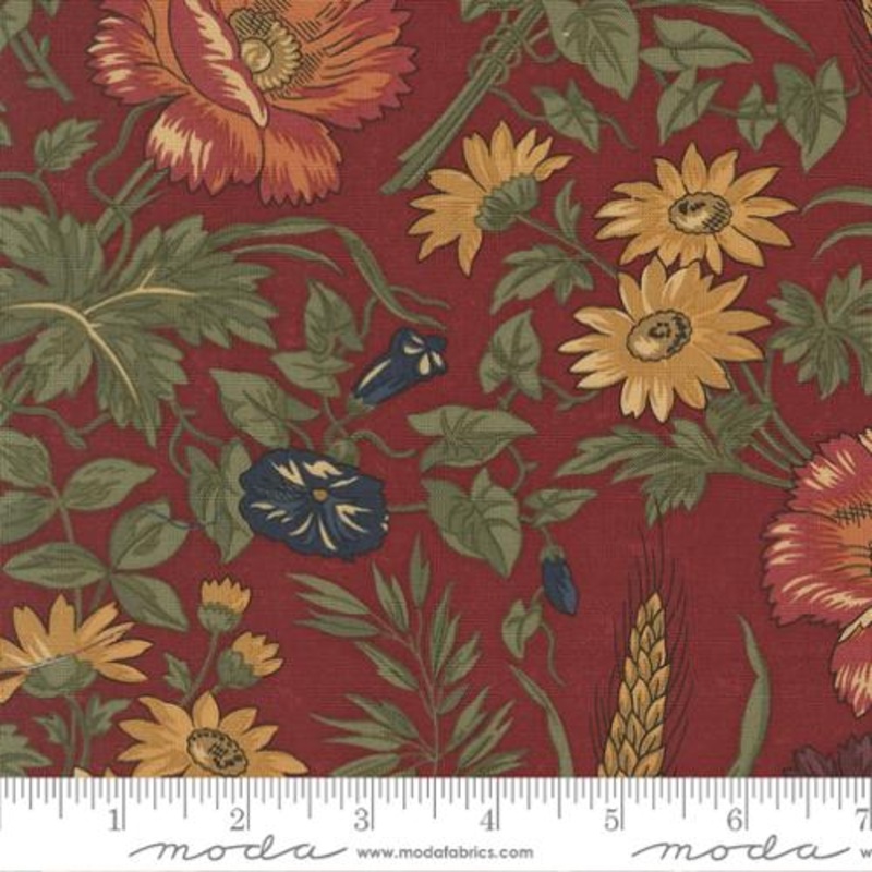 Wheatland Collection Large Floral Cotton Fabric 9790 Red