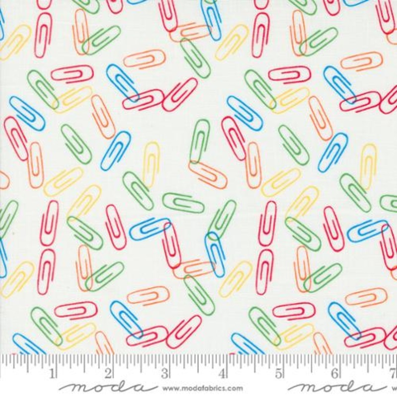 Back to School Collection Clip It Cotton Fabric 20896 White