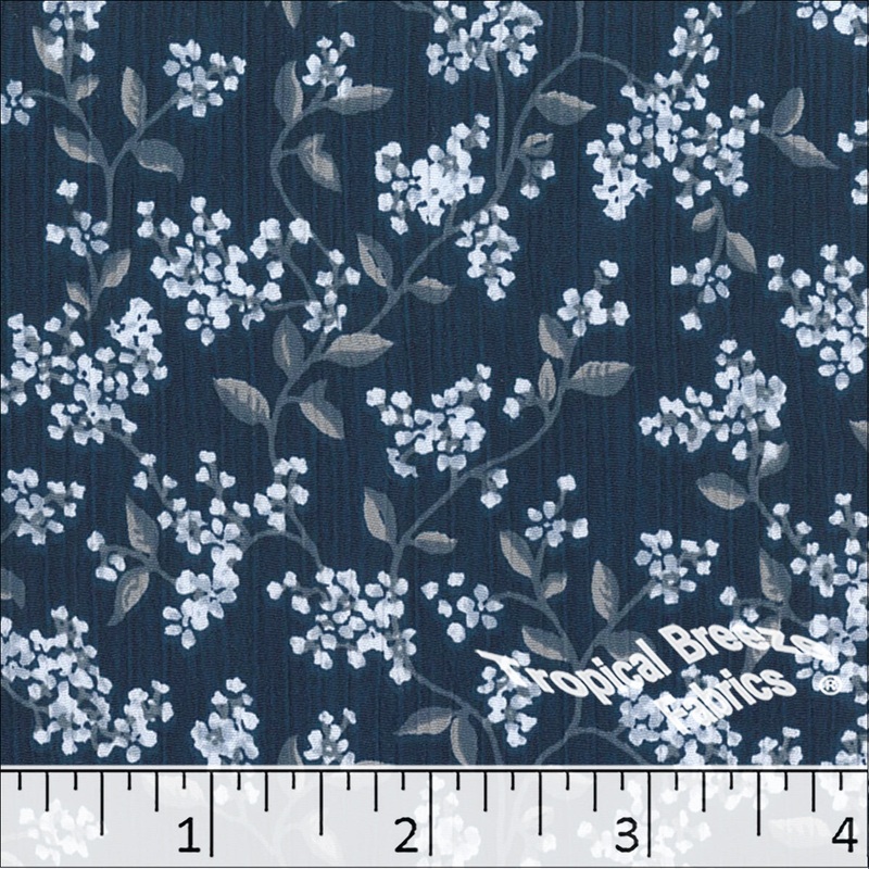 Yoryu Floral Print Polyester Fabric 048426 Light Blue