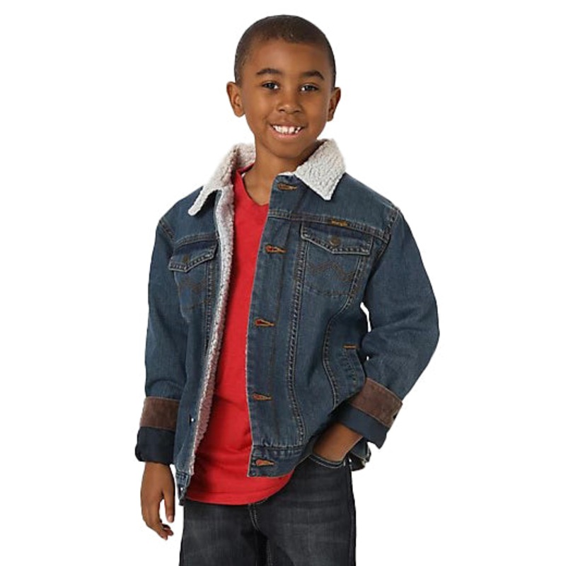 Boys’ Western Sherpa Lined Denim Jacket 84256RT Medium