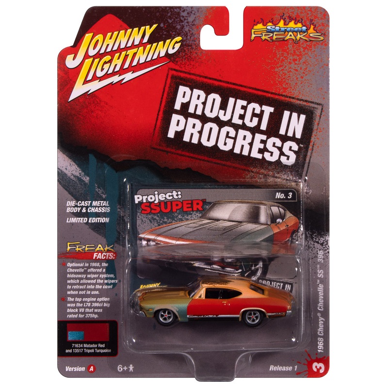 “PRE-ORDER” Johnny Lightning Street Freaks 1968 Chevy Chevelle(Project in Progress) (Matador Red) 1:64 Scale Diecast (DUE LATE OCTOBER 2025)