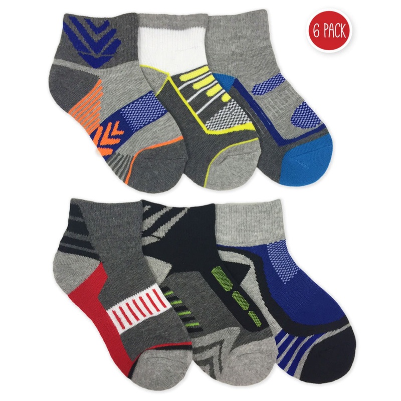 Boys Tech Sport Quarter Socks 1169 Pack of 6 pairs X-Small 6-7 1/2