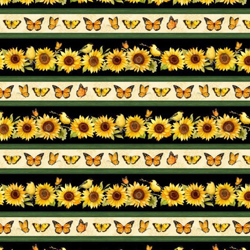 Sunflower Splendor Collection Repeating Stripes Cotton Fabric 83325-957 Multi Colors