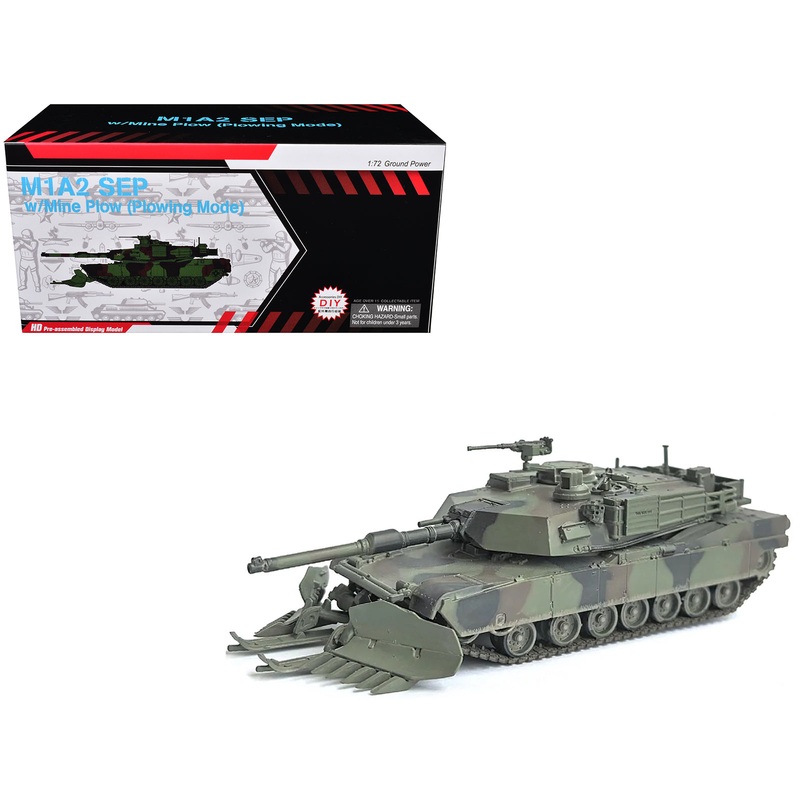 United States M1A2 SEP (System Enhancement Package) Tank with Mine Plow (Plowing Mode) “United States Army 1st Battalion 16th Cav. Reg. Fort Knox” (2002)” Green Camouflage “NEO Dragon Armor” Series 1/72 Plastic Model by Dragon Models