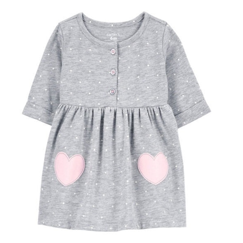 Baby Girls’ Heart Jersey Dress 1R546910-020 NB