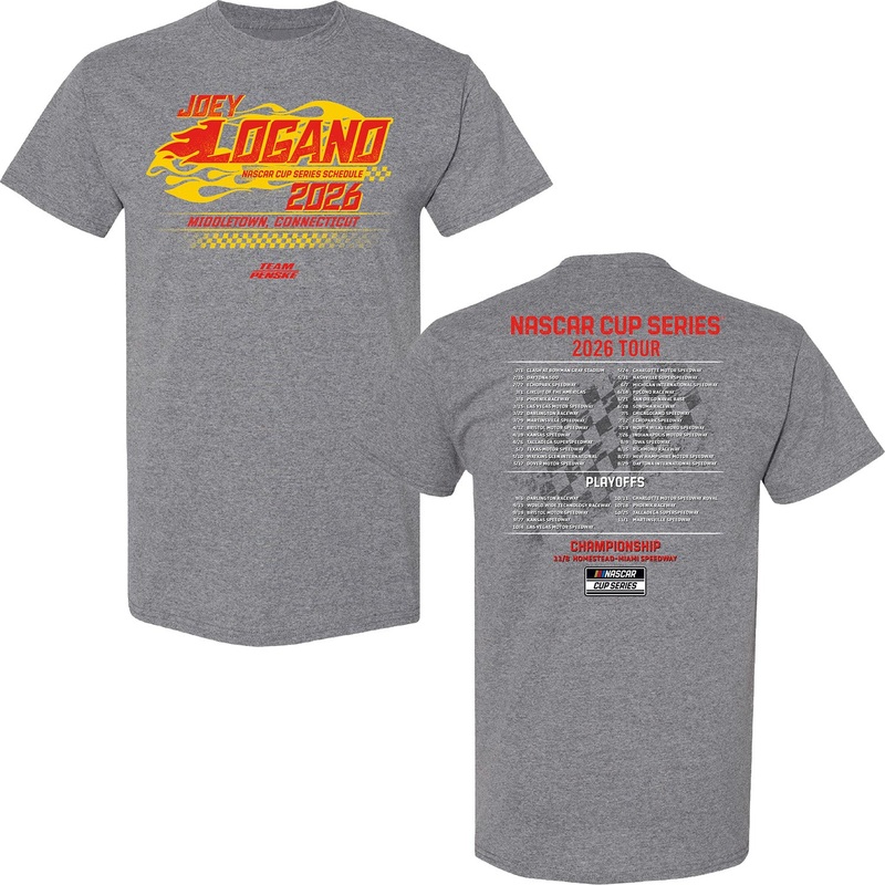 Joey Logano 2026 NASCAR Cup Series Schedule T-Shirt Gray L