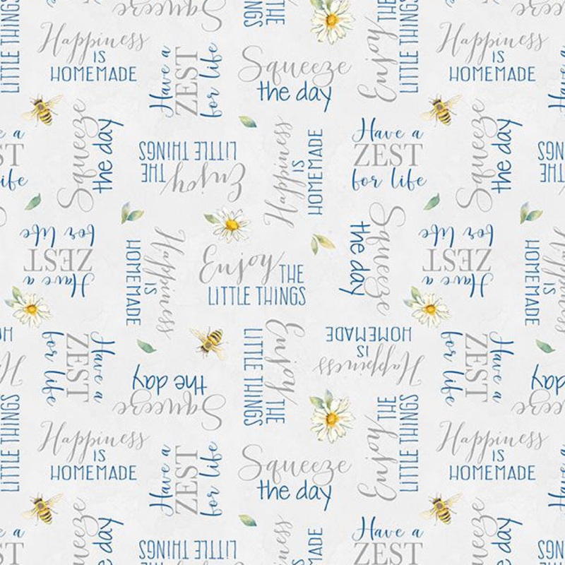 Zest for Life Collection Word Toss Cotton Fabric 19158 Gray