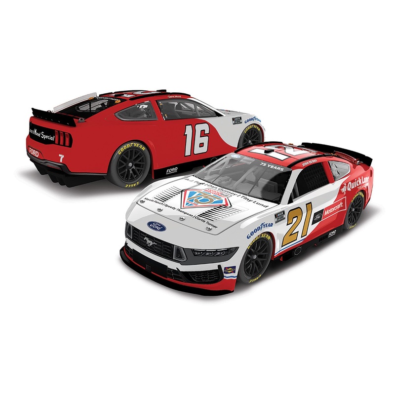 Wood Brothers Racing 75th Anniversary Wins 1:64 Standard 2025 Diecast Chassis Car Includes Josh Berry, Ryan Blaney, Harrison Burton Preorder – Currently Projected March