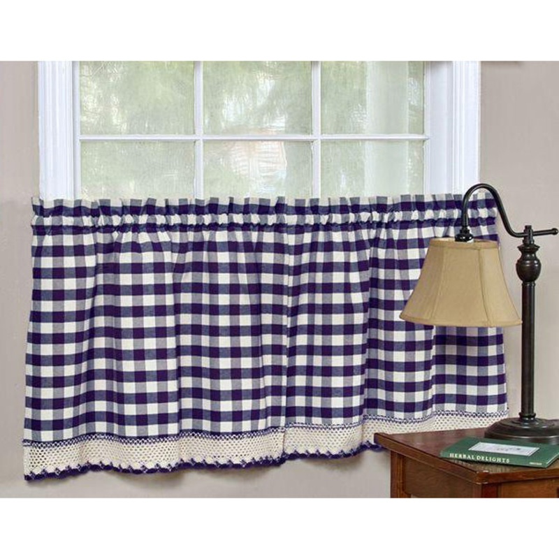 Buffalo Check Curtains- Tiers-1605 Navy