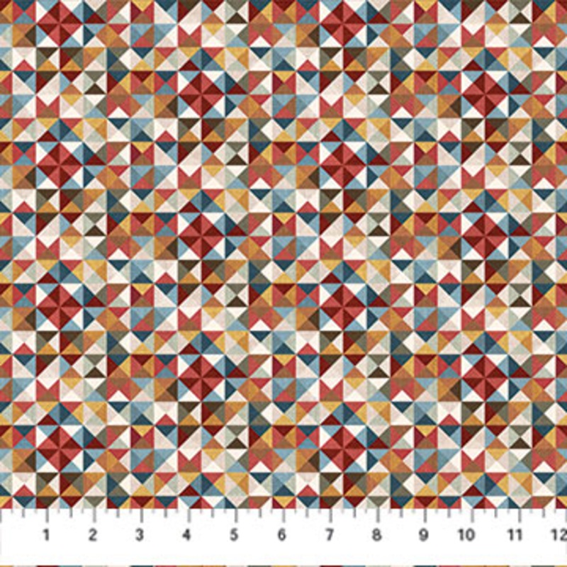 Barn Quilts Collection Quilt Geo Cotton Fabric DP27318-12 Multi Colors